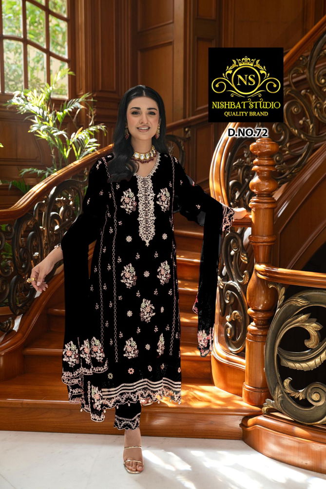 Nishbat Georgette Embroidered Pakistani Kurti Bottom With Dupatta Wholesale Onine